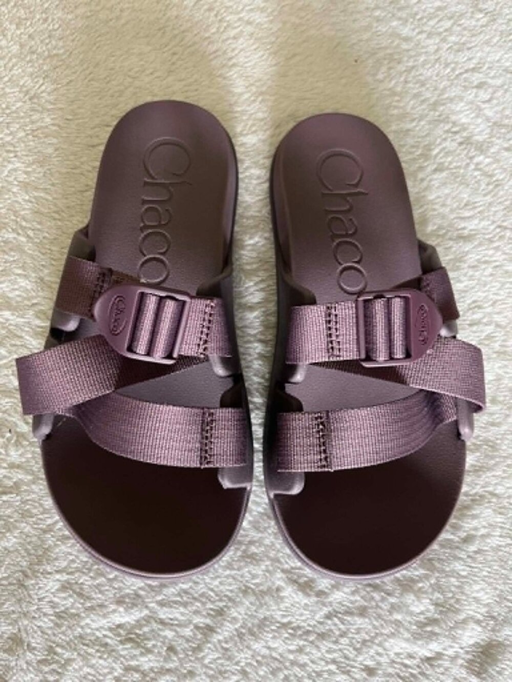 Chaco Chillos Slide Sandals in sparrow purple webbing straps Women's size 8